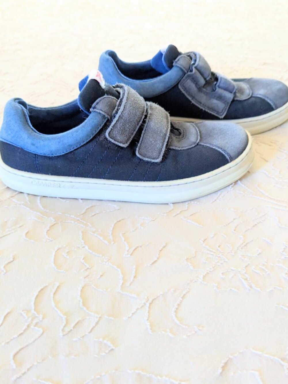 CAMPER Kids 13.5 32 Blue Canvas & Suede Velcro Sneakers